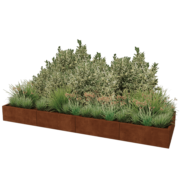 Саксия за цветя от кортен стомана Тексас xxl 320 x 100 cm