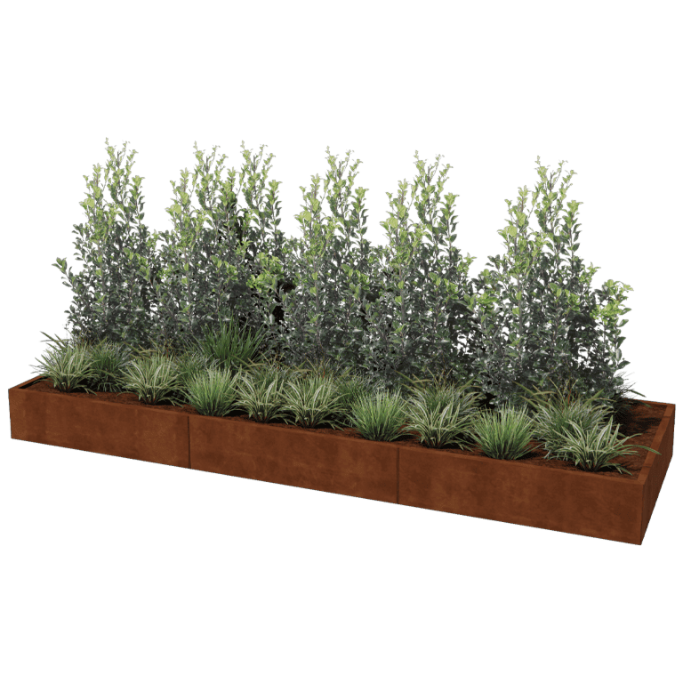 Саксия за цветя от кортен стомана Тексас xxl 360 x 120 cm