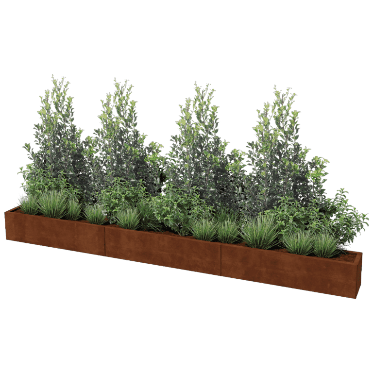 Саксия за цветя от кортен стомана Тексас xxl 360 x 30 cm