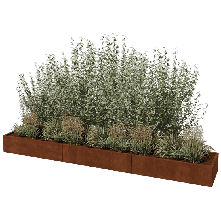 Саксия за цветя от кортен стомана Тексас xxl 360 x 60 cm