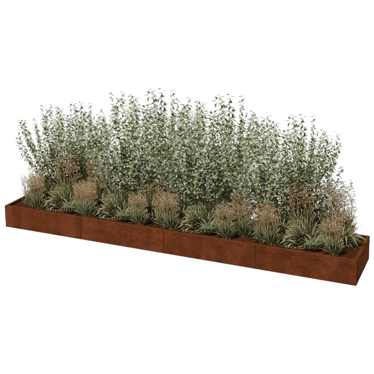 Саксия за цветя от кортен стомана Тексас xxl 480 x 80 cm