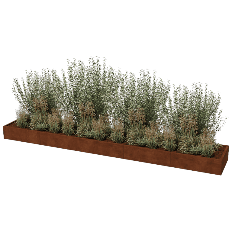 Саксия за цветя от кортен стомана Тексас xxl 500 x 80 cm