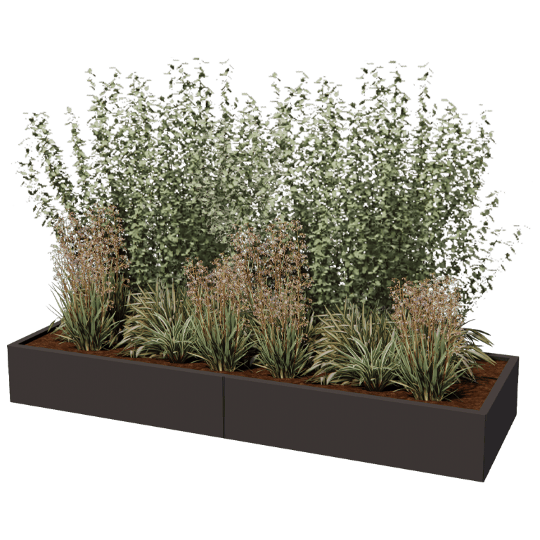 Саксия за цветя от прахово боядисана стомана Тексас xxl 240 x 80 cm