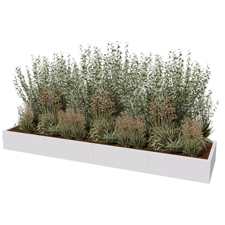 Саксия за цветя от прахово боядисана стомана Тексас xxl 320 x 80 cm