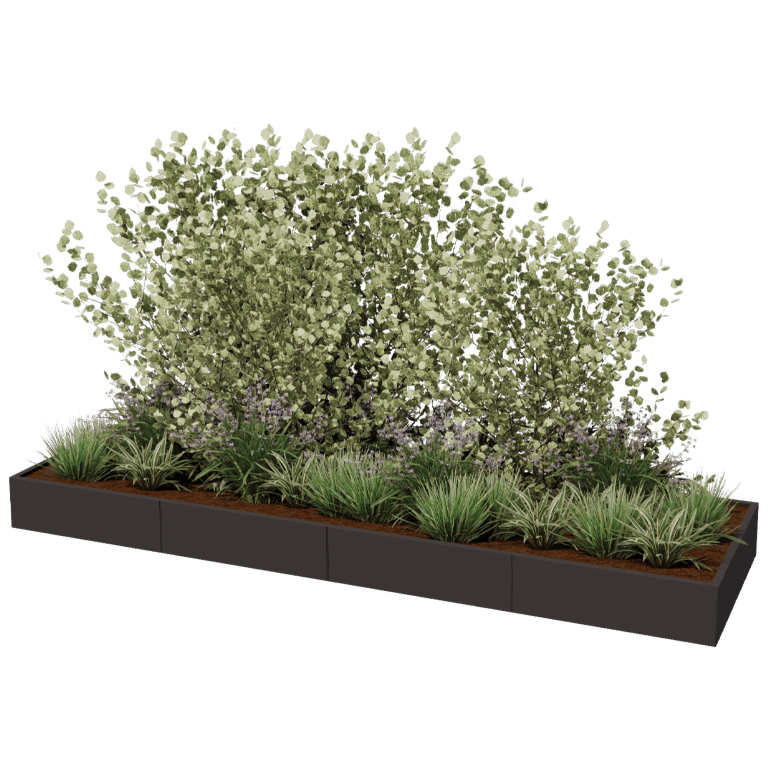 Саксия за цветя от прахово боядисана стомана Тексас xxl 400 x 120 cm
