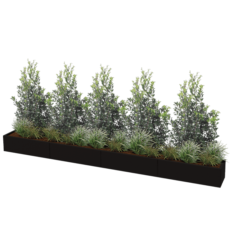 Саксия за цветя от прахово боядисана стомана Тексас xxl 400 x 40 cm