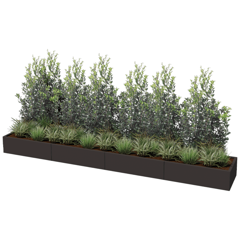 Саксия за цветя от прахово боядисана стомана Тексас xxl 400 x 60 cm