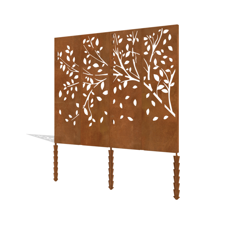 Градинско пано от кортинова стомана дърво пълен комплект 240 x 6 x 190 cm