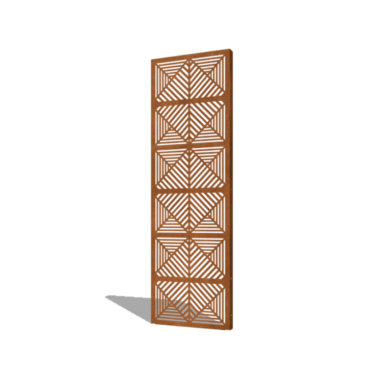 Градински панел от кортен стомана линии състав 1 60 x 6 x 190 cm