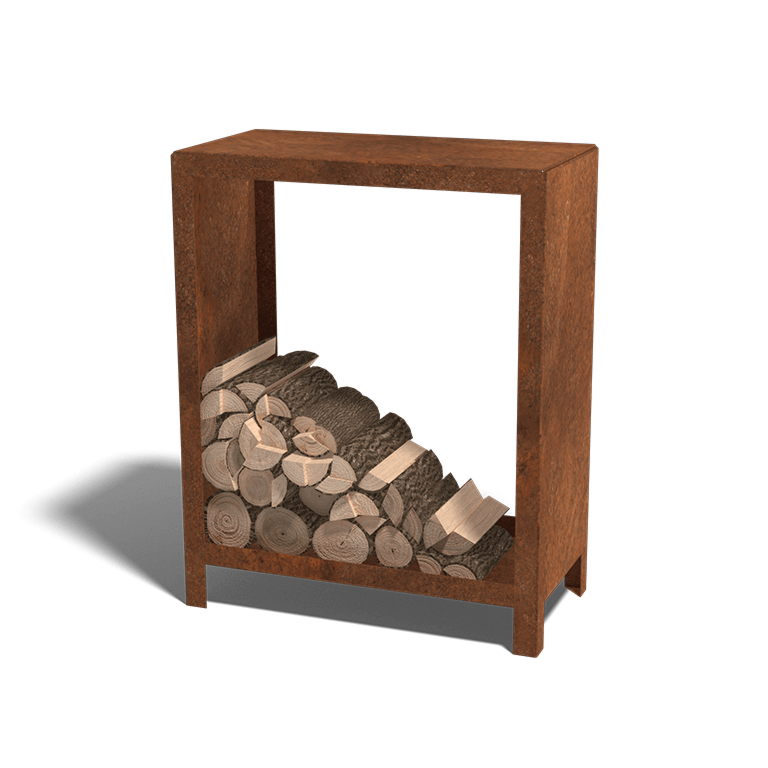 Стойка за цепеници от кортен стомана Индиана 100 x 80 x 40 cm