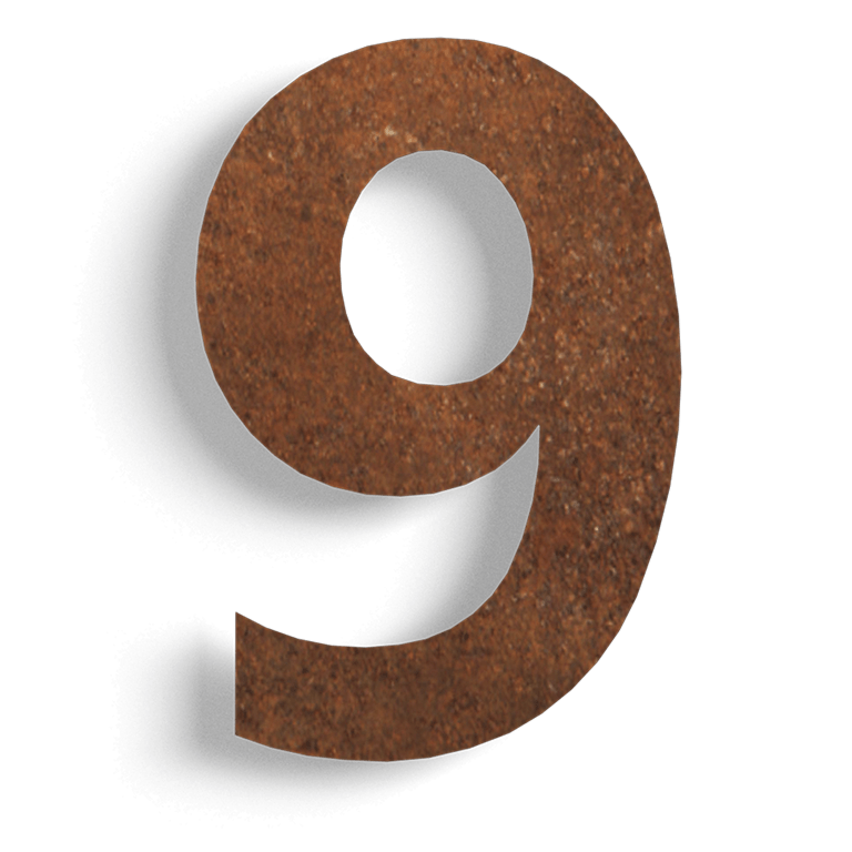 Номер на къща от кортен стомана 9 - 50 см