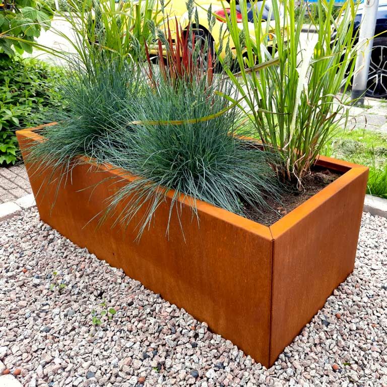 Саксия за цветя от кортен стомана Тексас 50 x 120 cm