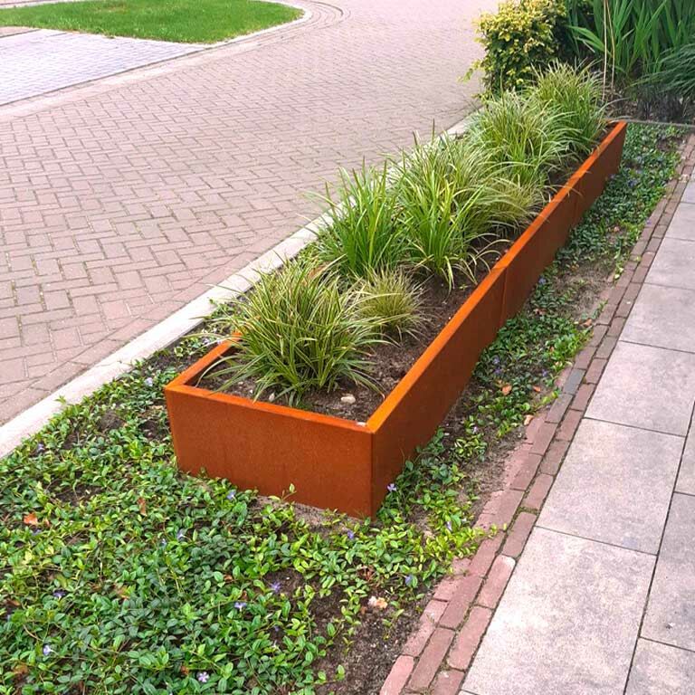 Саксия за цветя от кортен стомана Тексас xxl 360 x 60 cm
