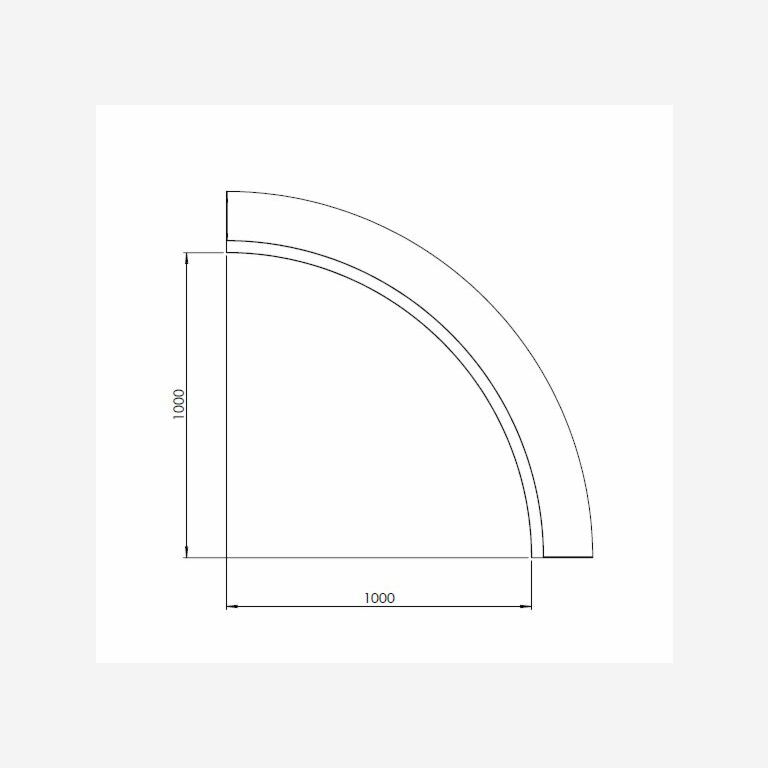Подпорна стена от прахово боядисана стомана вътрешна крива 100 x 100 cm (височина 40 cm)