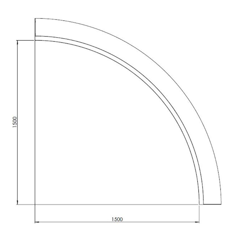 Подпорна стена от прахово боядисана стомана вътрешна крива 150 x 150 cm (височина 30 cm)