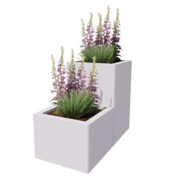 Саксии за цветя от стомана - 2 частов Стъпаловиден модел - 80 x 40 x 60 cm - RAL9005 матов (черен) - без основа