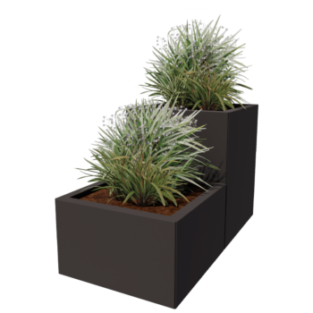 Саксии за цветя от стомана - 2 частов Стъпаловиден модел - 100 x 50 x 60 cm - RAL9010 матов (бял) - без основа