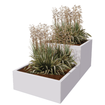 Саксии за цветя от стомана - 2 частов Стъпаловиден модел - 160 x 80 x 60 cm - RAL9005 матов (черен) - без основа