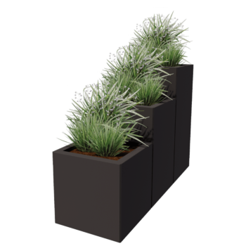 Саксии за цветя от стомана - 3 частов Стъпаловиден модел - 120 x 40 x 80 cm - друг RAL цвят - без основа