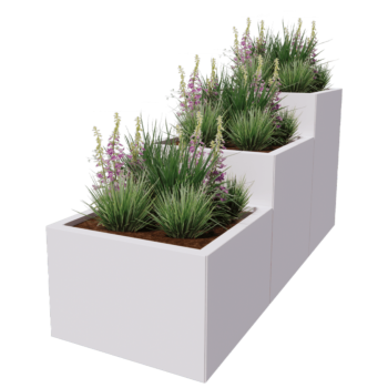 Саксии за цветя от стомана - 3 частов Стъпаловиден модел - 180 x 60 x 80 cm - RAL9005 матов (черен) - без основа