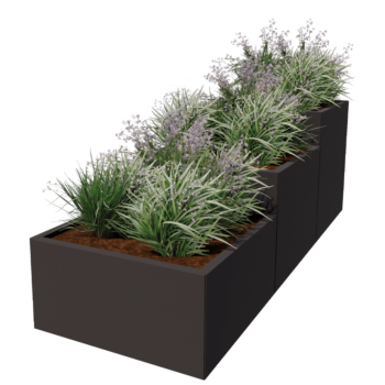 Саксии за цветя от стомана - 3 частов Стъпаловиден модел - 240 x 80 x 80 cm - друг RAL цвят - без основа