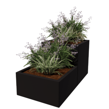 Саксии за цветя от стомана - 2 частов Стъпаловиден модел - 120 x 60 x 60 cm - друг RAL цвят - Със основа