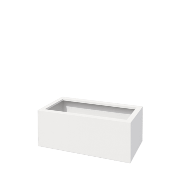 Саксии за цветя от стомана - Правоъгълник - 80 x 40 x 30 cm - RAL9010 матов (бял) - Със основа