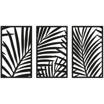 Декорация за стена от стомана - папрати 3 частов Small - 100 x 113,2 cm