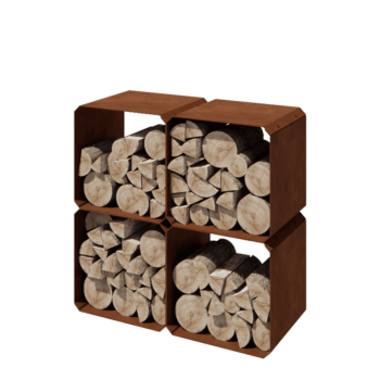 Стойка за дърва от кортенова стомана - Colorado 4 броя - 40 x 40 x 40 cm