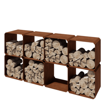 Стойка за дърва от кортенова стомана - Colorado 8 броя - 40 x 40 x 40 cm