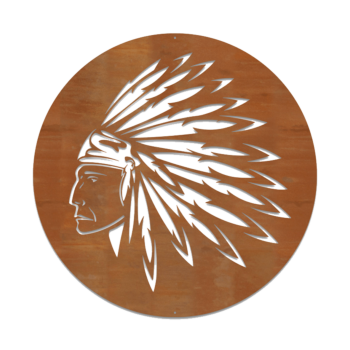 Декорация за стена от кортенова стомана - индианец Large - 80 x 80 cm