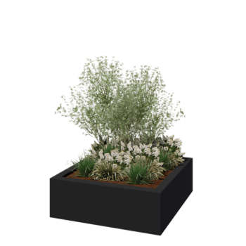 Саксия от фибростъкло - Квадрат - 120 x 120 x 40 см - RAL7021 мат (черно сиво) - С дъно