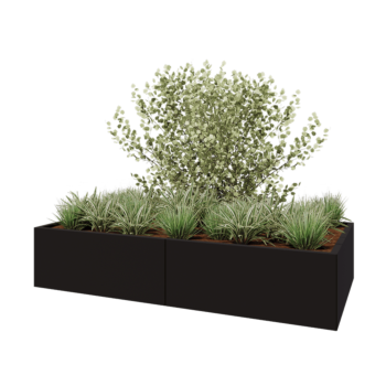 Саксии за цветя от стомана XXL - Правоъгълник - 200 x 100 x 40 cm - RAL9005 матов (черен) - без основа