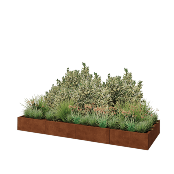 Саксии за цветя от кортенова стомана XXL - Правоъгълник - 320 x 100 x 30 cm - Със основа