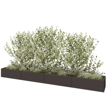 Саксии за цветя от стомана XXL - Правоъгълник - 480 x 60 x 40 cm - RAL7016 матов (антрацитено сиво) - Със основа