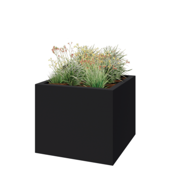 Саксия от фибростъкло - Квадрат - 120 x 120 x 100 см - RAL7021 мат (черно сиво) - С дъно