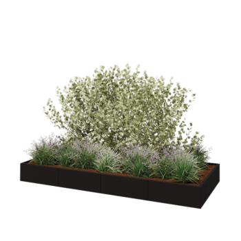 Саксии за цветя от стомана XXL - Правоъгълник - 320 x 120 x 30 cm - RAL9005 матов (черен) - без основа