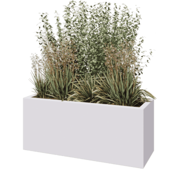 Саксия от фибростъкло - Правоъгълник - 120 x 40 x 50 см - RAL9010 мат (бяло) - С дъно
