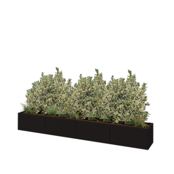 Саксии за цветя от стомана XXL - Правоъгълник - 320 x 40 x 40 cm - RAL9005 матов (черен) - без основа