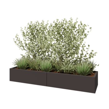 Саксии за цветя от стомана XXL - Правоъгълник - 200 x 50 x 30 cm - RAL7016 матов (антрацитено сиво) - Със основа