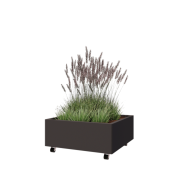 Саксии за цветя от стомана - Квадрат - 80 x 80 x 30 cm - друг RAL цвят - Със основа - Със колела