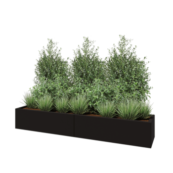 Саксии за цветя от стомана XXL - Правоъгълник - 200 x 40 x 30 cm - RAL9005 матов (черен) - без основа