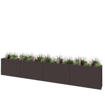 Саксии за цветя от стомана XXL - Правоъгълник - 480 x 40 x 80 cm - RAL7016 матов (антрацитено сиво) - Със основа