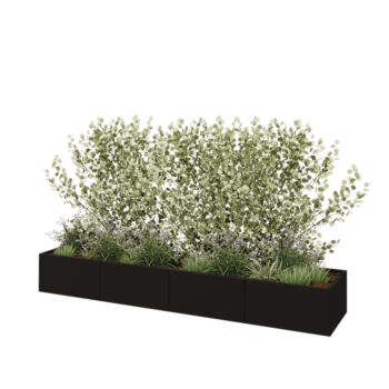 Саксии за цветя от стомана XXL - Правоъгълник - 320 x 60 x 40 cm - RAL9005 матов (черен) - без основа