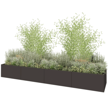 Саксии за цветя от стомана XXL - Правоъгълник - 480 x 100 x 60 cm - RAL7016 матов (антрацитено сиво) - Със основа