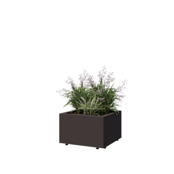 Саксии за цветя от стомана - Квадрат - 50 x 50 x 30 cm - RAL7016 матов (антрацитено сиво) - Със основа - Със крака