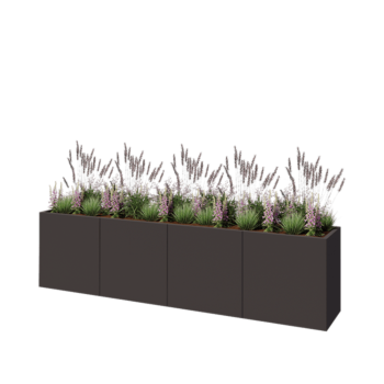 Саксии за цветя от стомана XXL - Правоъгълник - 320 x 50 x 80 cm - RAL7016 матов (антрацитено сиво) - Със основа