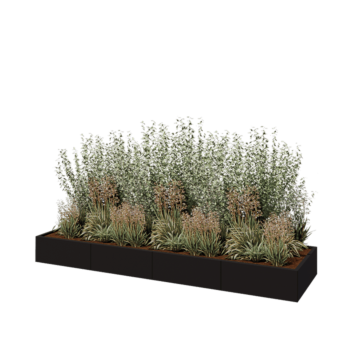 Саксии за цветя от стомана XXL - Правоъгълник - 320 x 80 x 30 cm - RAL9005 матов (черен) - без основа