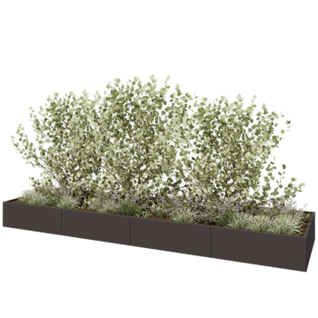 Саксии за цветя от стомана XXL - Правоъгълник - 480 x 120 x 40 cm - RAL7016 матов (антрацитено сиво) - Със основа