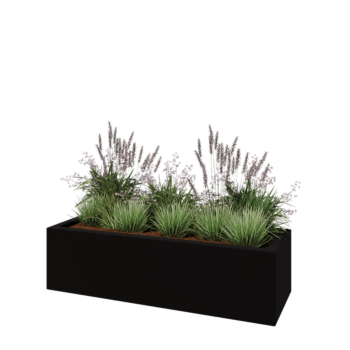 Саксия от фибростъкло - Правоъгълник - 150 x 50 x 40 см - RAL9005 матов (черен) - С дъно